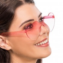 PAIRE DE LUNETTES FESTIVES C?\'UR FUMÉ ROSE ADULTE