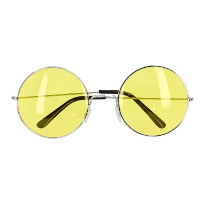 PAIRE DE LUNETTES FESTIVES HIPPIE JAUNE ADULTE