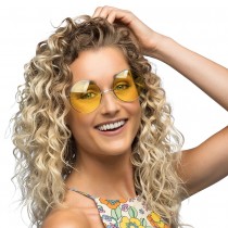PAIRE DE LUNETTES FESTIVES HIPPIE JAUNE ADULTE