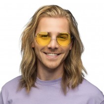 PAIRE DE LUNETTES FESTIVES HIPPIE JAUNE ADULTE