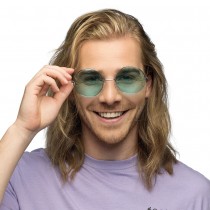 PAIRE DE LUNETTES FESTIVES HIPPIE VERT ADULTE