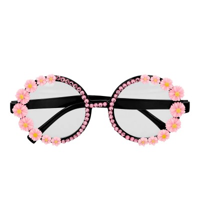 PAIRE DE LUNETTES FESTIVES FLOWER POWER ROSE FEMME