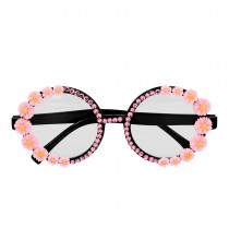 PAIRE DE LUNETTES HIPPIE FLEURS ROSES STRASS FEMME