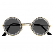 PAIRE DE LUNETTES RONDES NOIRES STRASS ADULTE