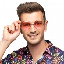 PAIRE DE LUNETTES RONDES XL ROSES HIPPIE ADULTE