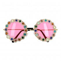 PAIRE DE LUNETTES ROSES FLOWER POWER STRASS FEMME