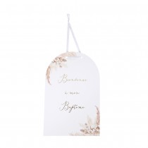 PANCARTE BIENVENUE PAMPA FLEUR DE COTON 25X38CM