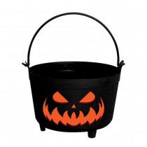 PANIER CHAUDRON CITROUILLE MALÉFIQUE 24X15CM NOIR