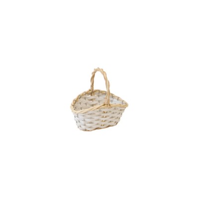 PANIER OVALE OSIER TRESSÉ 20X14X11CM NATURE BLANC