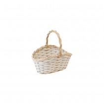 PANIER OVALE OSIER TRESSÉ 25X19X14CM NATURE BLANC