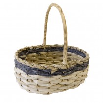 PANIER OVALE OSIER TRESSÉ 34X36X35CM BLEU