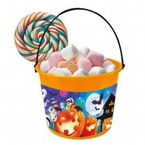 PANIER PVC CITROUILLES FANTÔMES 18X16CM ORANGE