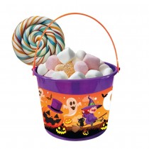 PANIER PVC CITROUILLES SORCIÈRES 18X16CM VIOLET