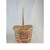 PANIER ROTIN LIGNES COULEUR ANSE 24X21X16CM