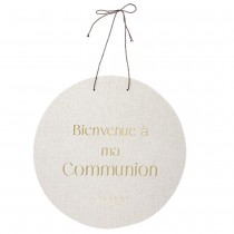 PANNEAU CARTON BIENVENUE COMMUNION OR 38CM LIN