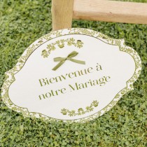 PANNEAU CARTON BIENVENUE MARIAGE BOTANIQUE 43X34CM