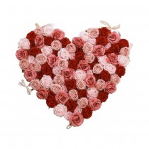 PANNEAU FLORAL CŒUR ROSE ARTIFICIELLE 80CM