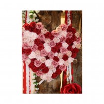 PANNEAU FLORAL CŒUR ROSE ARTIFICIELLE 80CM