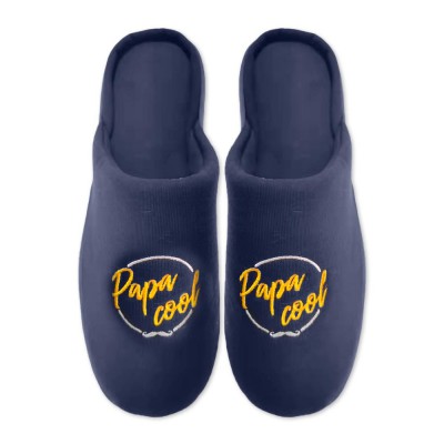 PANTOUFLES COTON PAPA COOL SEMELLE CONFORT BLEU