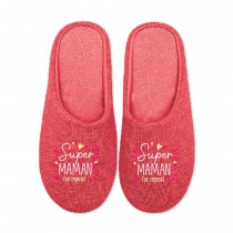 PANTOUFLES COTON SUPER MAMAN SEMELLE CONFORT ROUGE