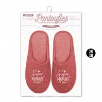 PANTOUFLES COTON SUPER MAMAN SEMELLE CONFORT ROUGE