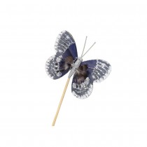 PAPILLON SUR PIC 8CM GRIS