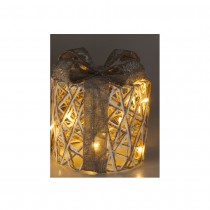 PAQUET CADEAU LUMINEUX LED 20X20X23CM GRIS