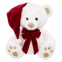 PELUCHE OURS BONNET NOËL 48CM BLANC