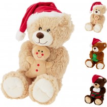 PELUCHE OURS BONNET NO&Euml;L POLYESTER 45CM