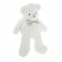 PELUCHE OURSON NOEUD PAPILLON BLANC 41.5CM