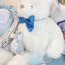 PELUCHE OURSON NOEUD PAPILLON BLANC 41.5CM