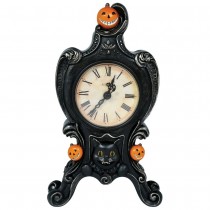 PENDULE DE TABLE VINTAGE HALLOWEEN 24X14CM NOIR
