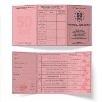 PERMIS CARTON ROSE HUMOUR ANNIVERSAIRE 50AINE