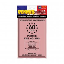 PERMIS ROSE HUMOUR ANNIVERSAIRE 60AINE