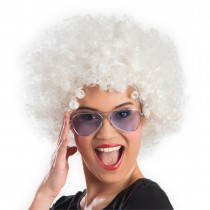 PERRUQUE AFRO GROOVE CHEVEUX BOUCLÉS BLANC ADULTE