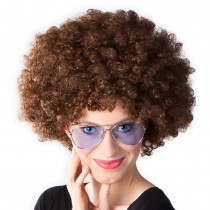 PERRUQUE AFRO GROOVE CHEVEUX BOUCLÉS BRUN ADULTE