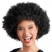 PERRUQUE AFRO GROOVE CHEVEUX BOUCLÉS NOIR ADULTE