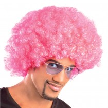 PERRUQUE AFRO GROOVE CHEVEUX BOUCLÉS ROSE ADULTE