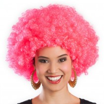 PERRUQUE AFRO GROOVE CHEVEUX BOUCLÉS ROSE ADULTE