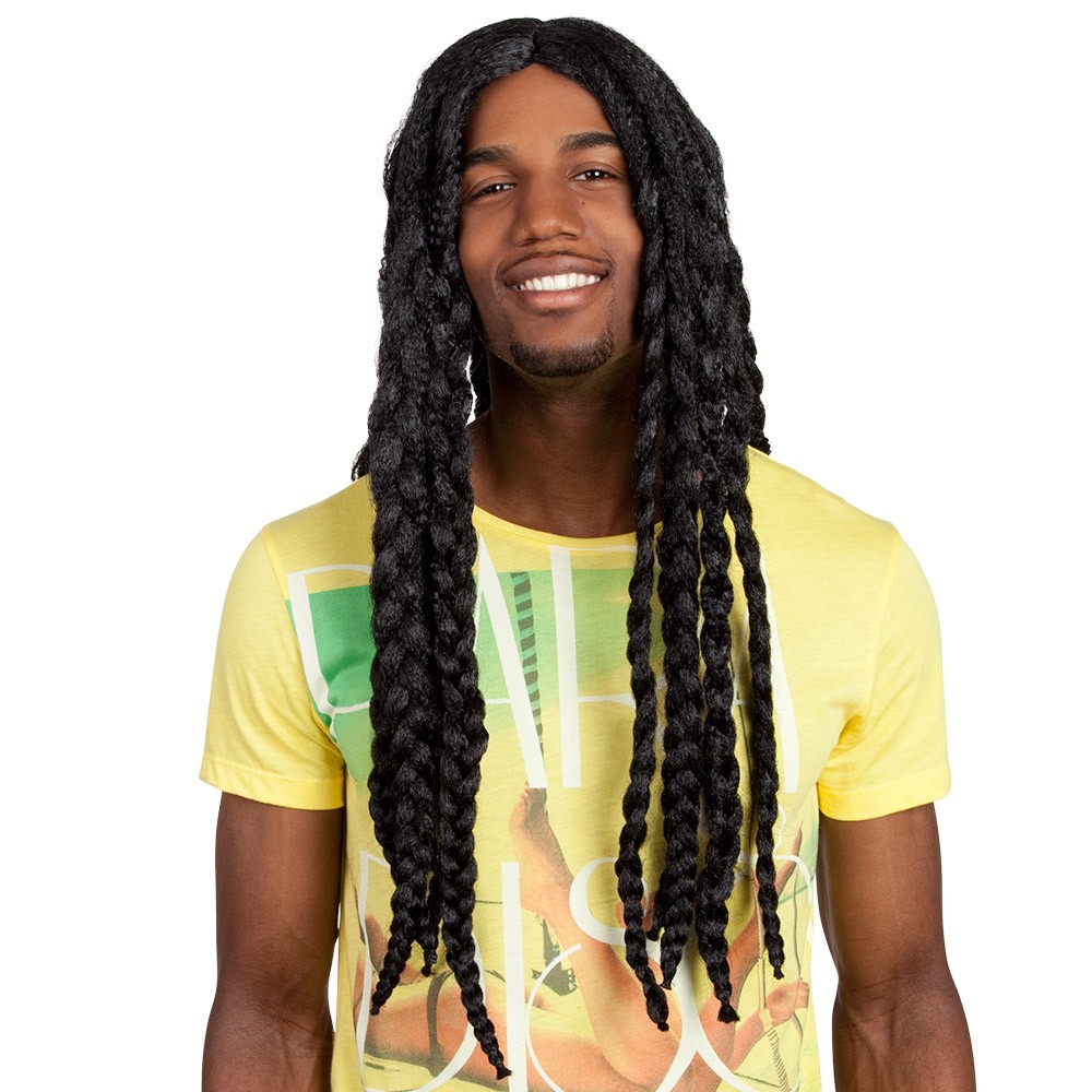 Chapeau Rasta SATINIOR avec perruque Rasta Black Dreadlocks avec, 1 Pièce,  taille 17,3