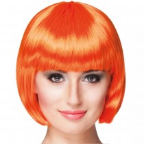  PERRUQUE CABARET HOT PINK PERRUQUE COUPE CHEVEUX CARRÉ FRANGE ORANGE FEMME 