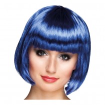 PERRUQUE COUPE CHEVEUX CARRÉ FRANGE BLEU FEMME