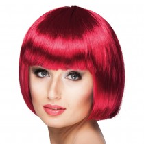 PERRUQUE COUPE CHEVEUX CARRÉ FRANGE ROUGE FEMME