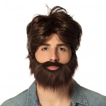 PERRUQUE DUDE AVEC BARBE ET MOUSTACHE