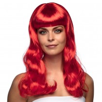 PERRUQUE GLAMOUR CHEVEUX LONGS ONDULÉS ROUGE FEMME