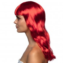PERRUQUE GLAMOUR CHEVEUX LONGS ONDULÉS ROUGE FEMME