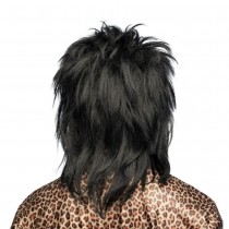 PERRUQUE HARDROCKER SAUVAGE NOIR ANNÉES 80 HOMME