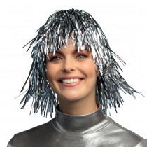 PERRUQUE MÉTALLIQUE ARGENT ADULTE