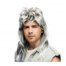 PERRUQUE MULET PUNK GRIS ANNÉES 80 HOMME