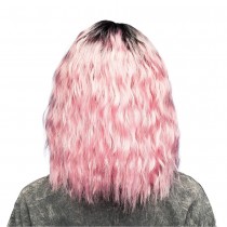 PERRUQUE ROCK ONDULÉ MI-LONG NOIR ROSE FEMME